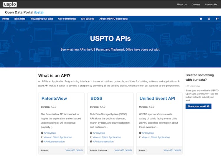 Cover Image for Open Data APIs at the US Patent and Trademark Office